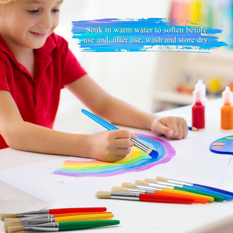 REGUICORP 14 Pcs Paint Brushes for Kids, Round and Flat Kids Paint Brushes, Easy Hold and Clean Toddler Paint Brushes, Bristle Craft Paint Brushes for Acrylic Oil Watercolor Washable Paint - Image 5